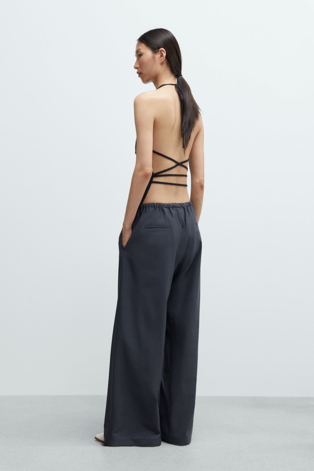 Cordera | Tailored Drawstring Pants - Ebony