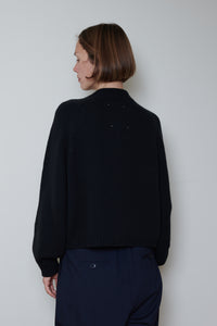 Cordera | Merino Wool Stitched Cardigan - Black