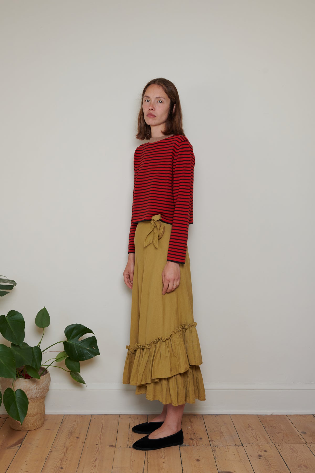 Indian Collection | Ruffle Wrap Skirt - Ochre