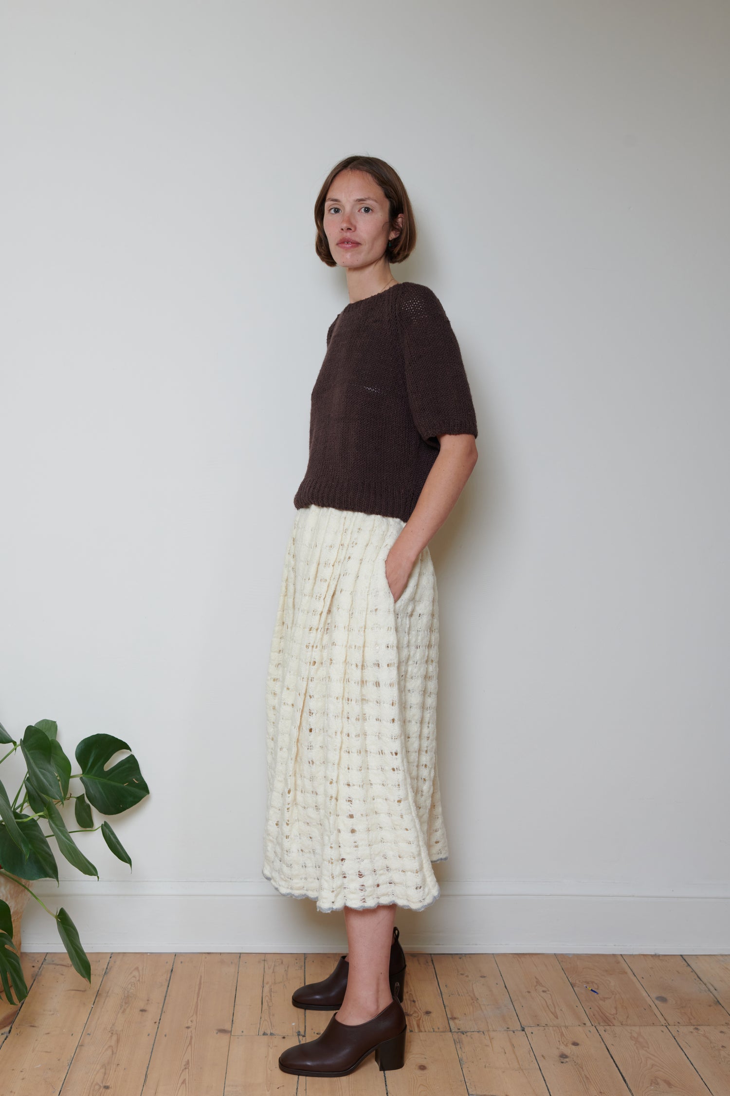 Runaway Bicycle textured merino wool skirt