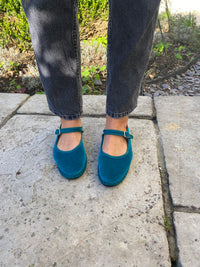Drogheria Crivellini Velvet Mary Janes in Peacock