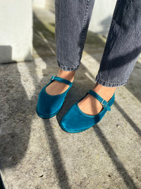 Drogheria Crivellini Velvet Mary Janes in Peacock