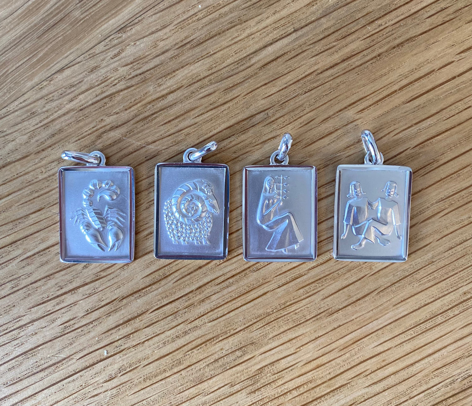 Rectangular Silver Zodiac Pendant